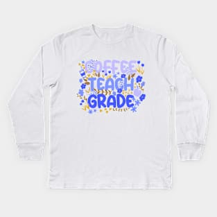 Coffee Teach Grade in Blues Kids Long Sleeve T-Shirt